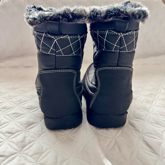 Sporto Black Winter Zip-Up/Toggle Boots with Gray Faux Fur Trim Size 8 - Picture 6 of 13